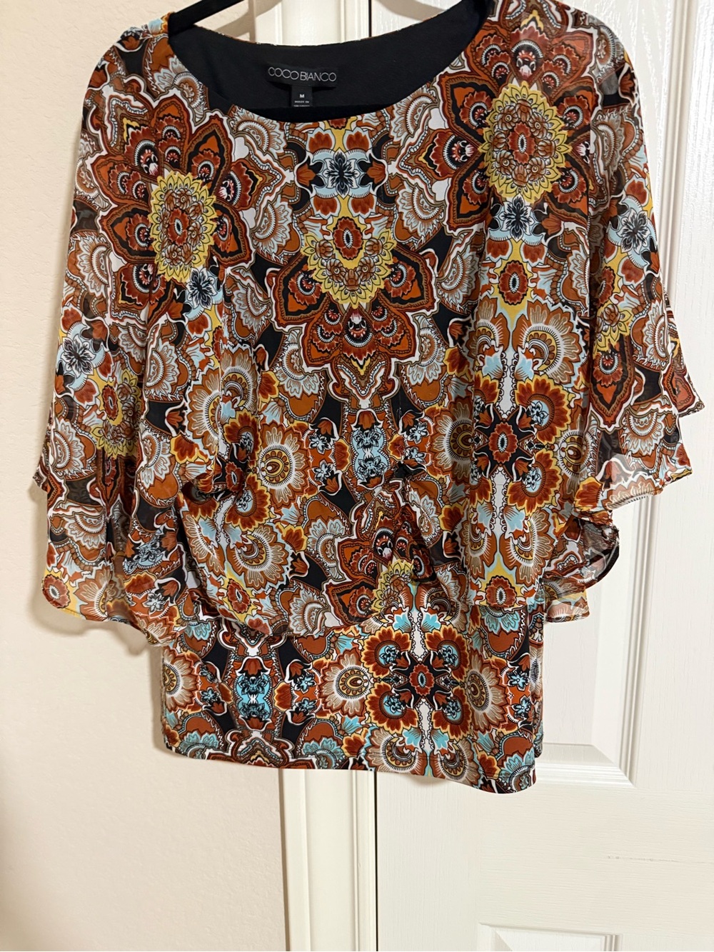 Coco Bianco Multi-Color Floral Sheer Blouse